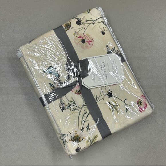 Monique Lhuillier Pottery Barn Tuileries Percale Floral Duvet Cover King Cal NWT - Picture 3 of 6